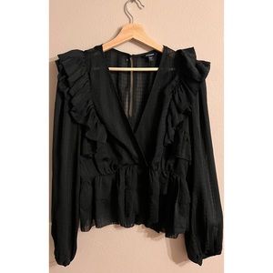 Express Long Sleeve Ruffle Blouse
